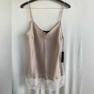Cream light natural silk cami with a lace detail